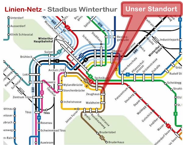 Die Busslinien zu The Good Solution GmbH für Systemische Aufstellungen - www.ch-aufstellungen.ch